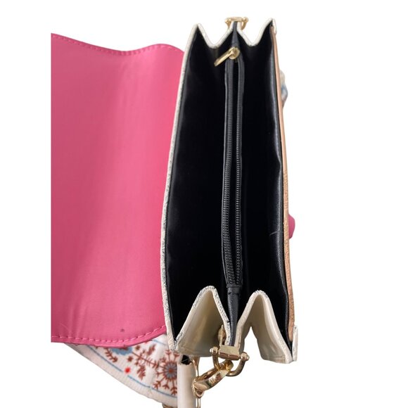 SN & Fashion Colorblock Shoulder Bag Graphic Flap Deauty 1897 Pink White Floral - Picture 4 of 10